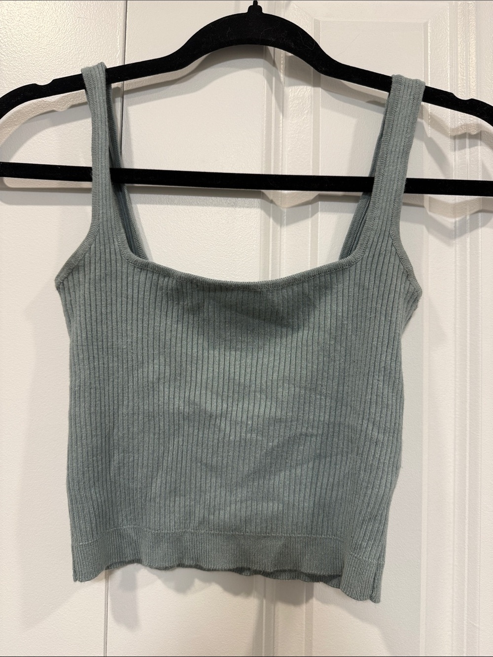Garage Ribbed Square-Neck Tank Top in Sage